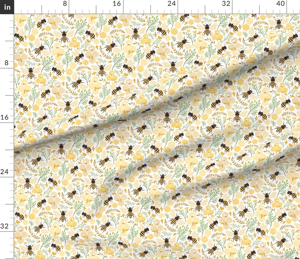 Various Fabrics by the Yard or Fat Quarter Spring Honeybee Summer Bugs Hexagons Easter Bees Insects Yellow Tulips Cottagecore Custom Printed Fabric by Spoonflower 18031196